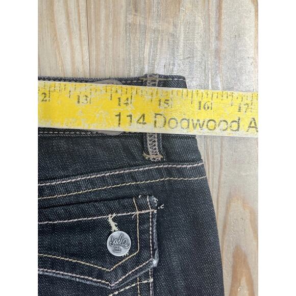 Myth Of Jade Women's 9 Black Flare Bootcut Dark Wash Cotton Blend Stretch Jeans - Picture 5 of 6